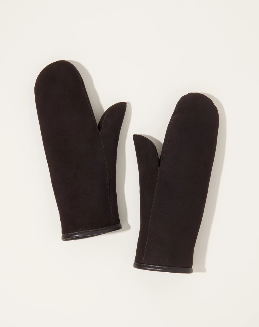 Cawley Chocolate Sheepskin Suede Winter Mittens for Men & Women