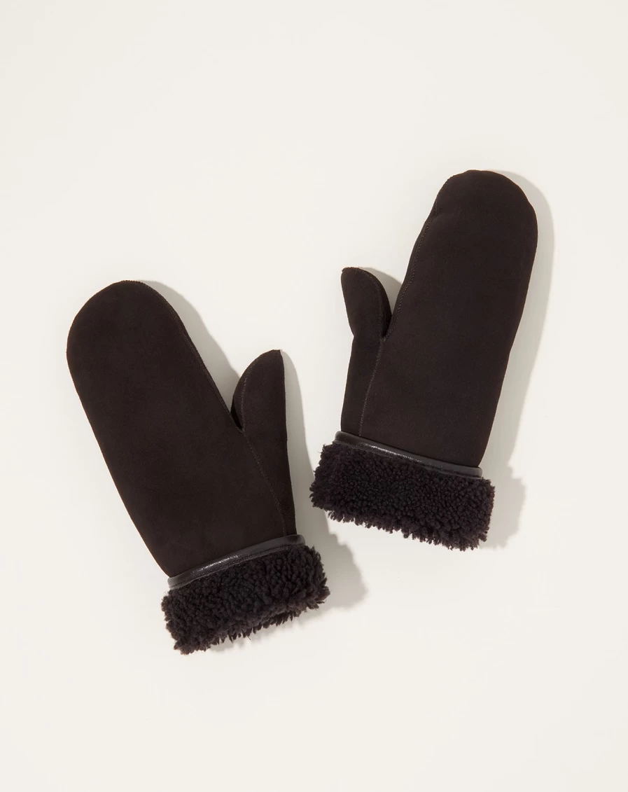 Cawley Chocolate Sheepskin Suede Winter Mittens for Men & Women