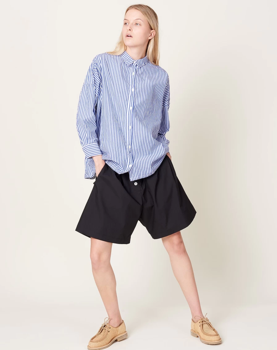 Caron Callahan Olivia Black Poplin Shorts - Women's High-Waisted Summer Shorts