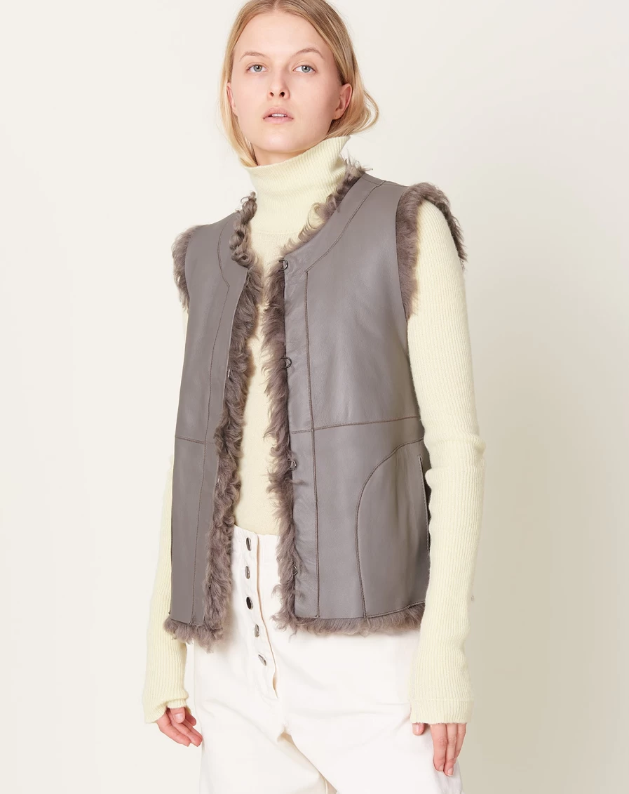 Rachel Comey Elias Vest - Grey Tigrado Shearling Jacket for Women