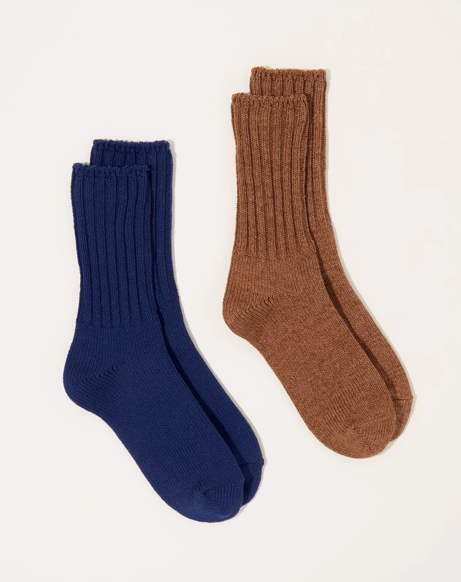 Babaco 2 Pairs Recycled Cotton Heavy Weight Socks - Pansy Design Eco-Friendly Warm Crew Socks For Men & Women