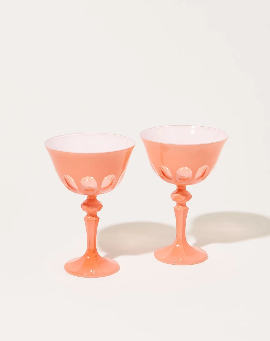 Sir Madam Rialto Salmon Colored Glass Coupe Set - Elegant Drinkware Collection