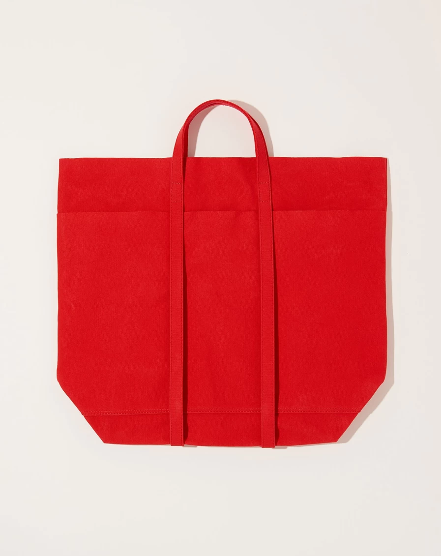 Amiacalva Red Washed Canvas Tall Tote Bag with 6 Pockets - Stylish & Spacious