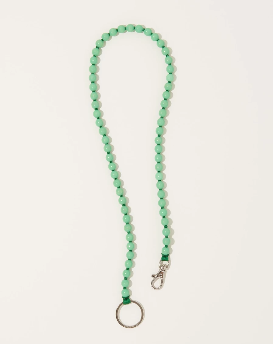 Ina Seifart Pastel Green Perlen Long Key Holder with Dark Green Accents