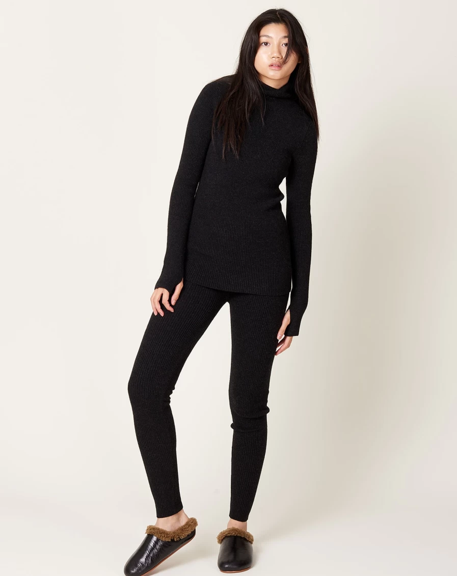 Lauren Manoogian Black Melange Ribbed Leggings for Women