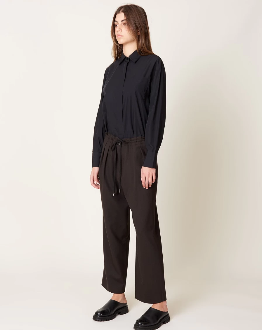 Maria McManus Chocolate Pleat Front Drawstring Trousers for Comfort and Style