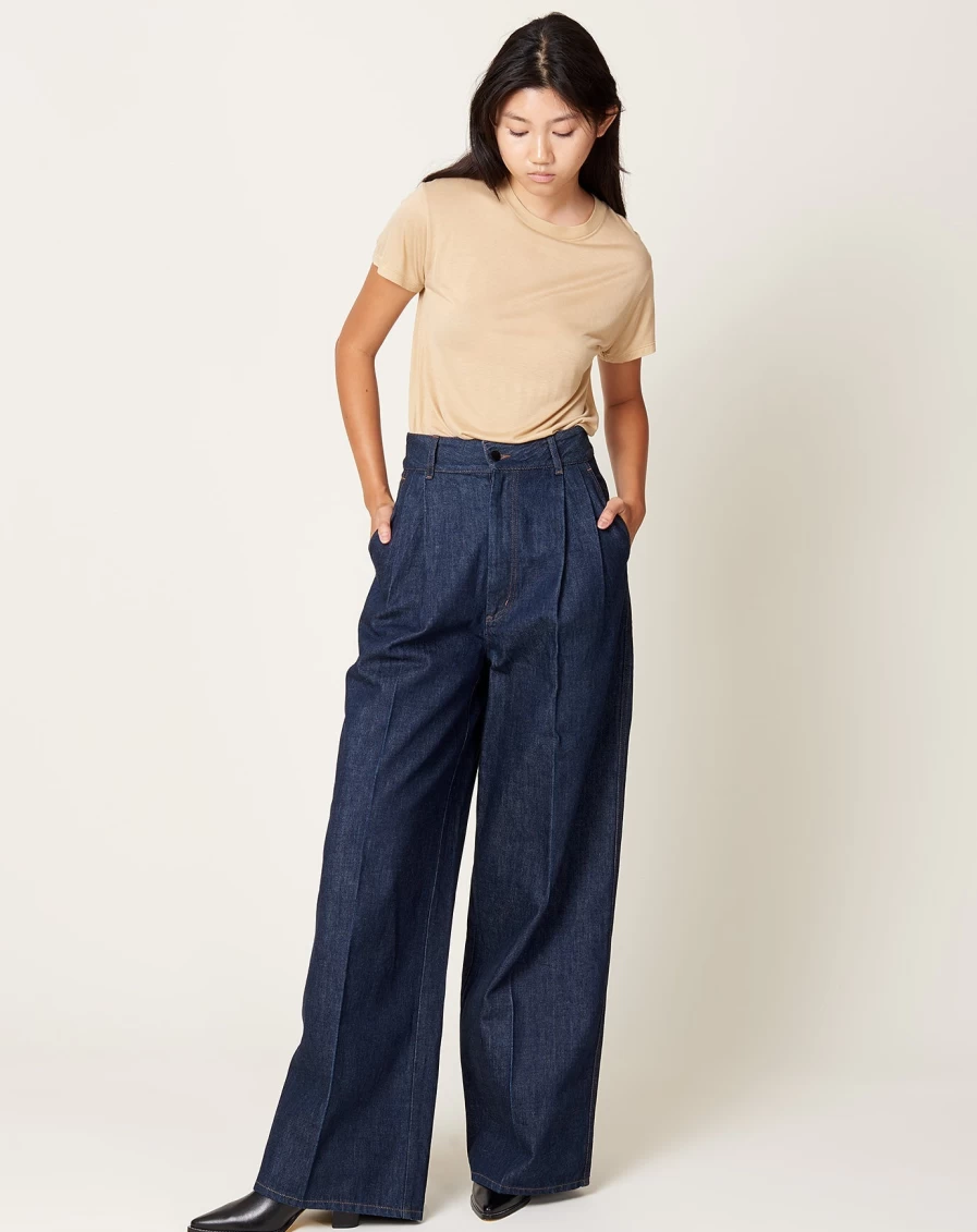 Kallmeyer Raw Indigo Wide Leg Jeans with Deep Pockets for Women
