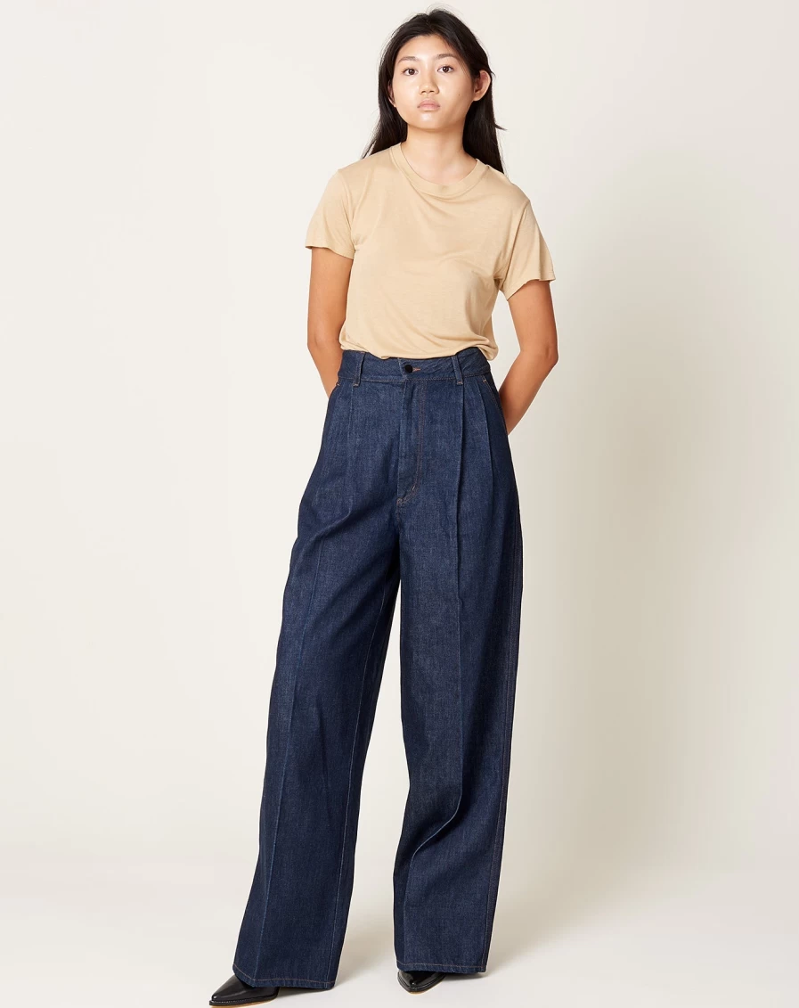 Kallmeyer Raw Indigo Wide Leg Jeans with Deep Pockets for Women