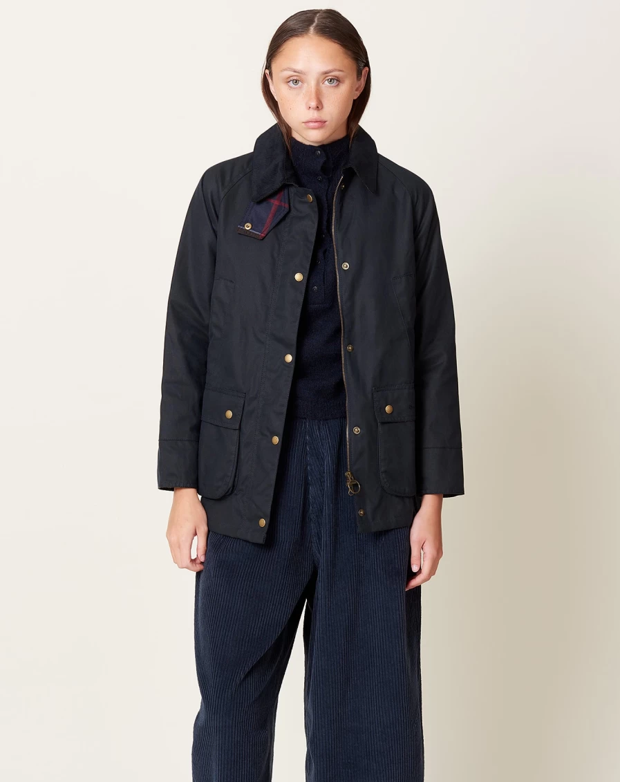 Barbour Acorn Wax Jacket for Men - Navy Blue Waterproof Outdoor Coat