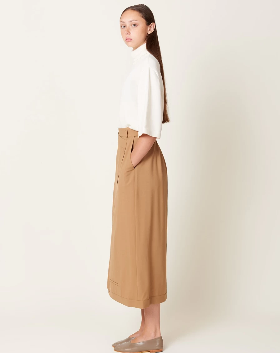 Cordera Women's Camel Tailored Skirt - Classic Fit Mid-Length Pencil Skirt