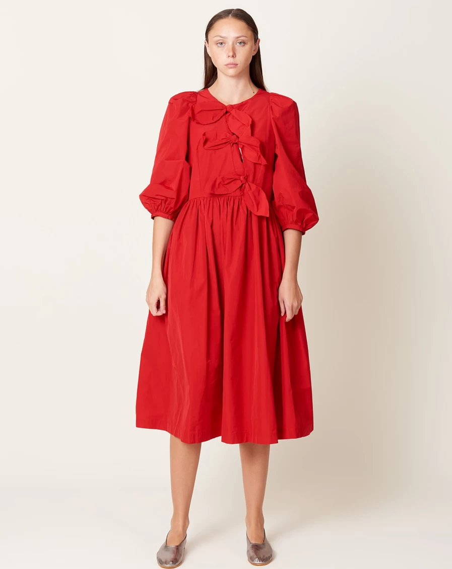 "Fabiana Pigna Scarlet Red Palau Dress – Elegant Women's Fashion"