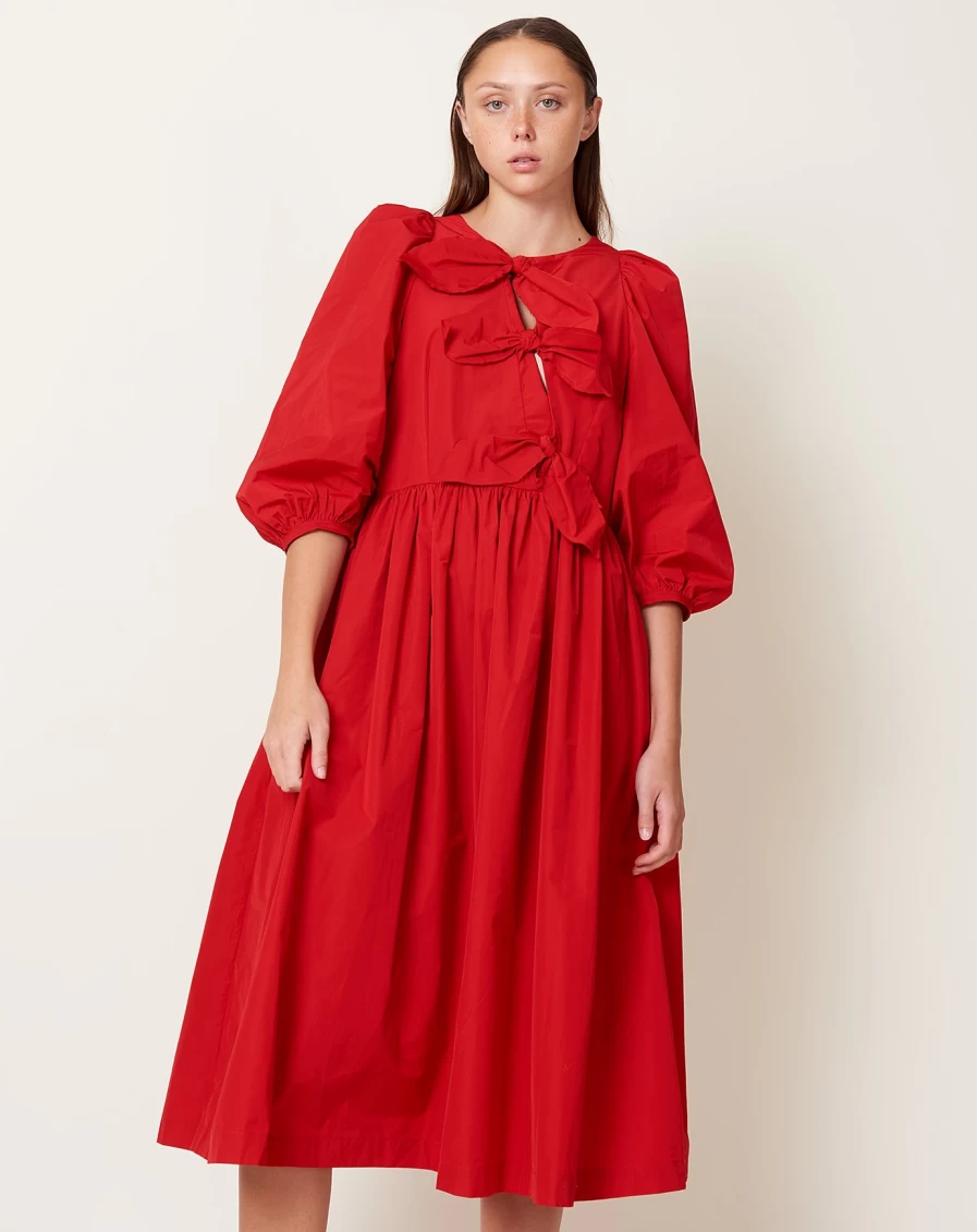 "Fabiana Pigna Scarlet Red Palau Dress – Elegant Women's Fashion"