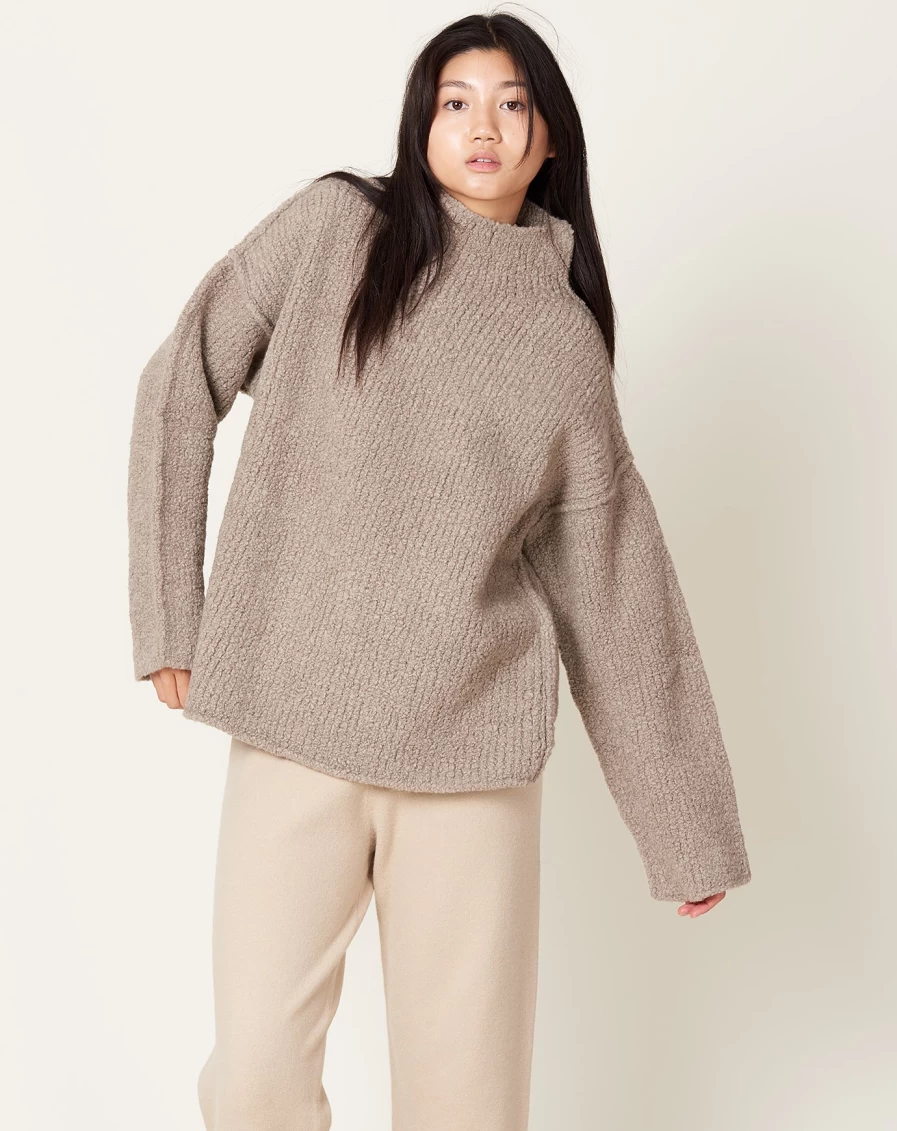 Lauren Manoogian Taupe Raw Turtleneck Sweater - Luxurious Cashmere Women's Pullover