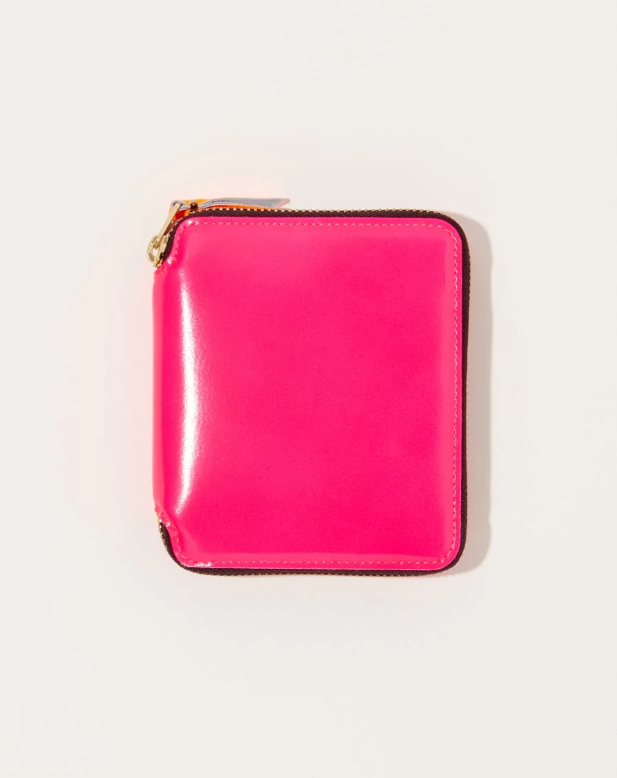 Comme des Garçons Super Fluo Pink Full Zip Wallet - High-Quality Designer Money Holder for Women & Men