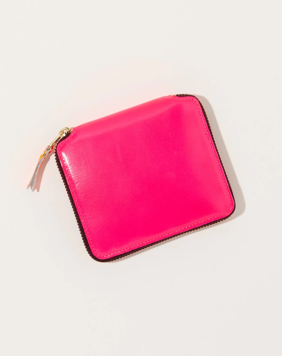 Comme des Garçons Super Fluo Pink Full Zip Wallet - High-Quality Designer Money Holder for Women & Men