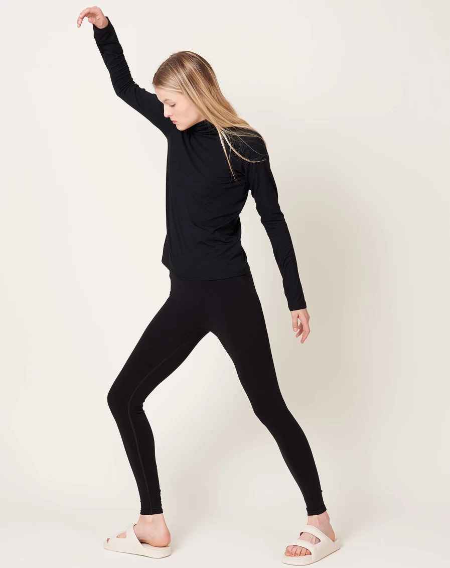 Baserange Oleta High-Waisted Black Leggings - Sustainable Comfort Fit Yoga Pants for Women