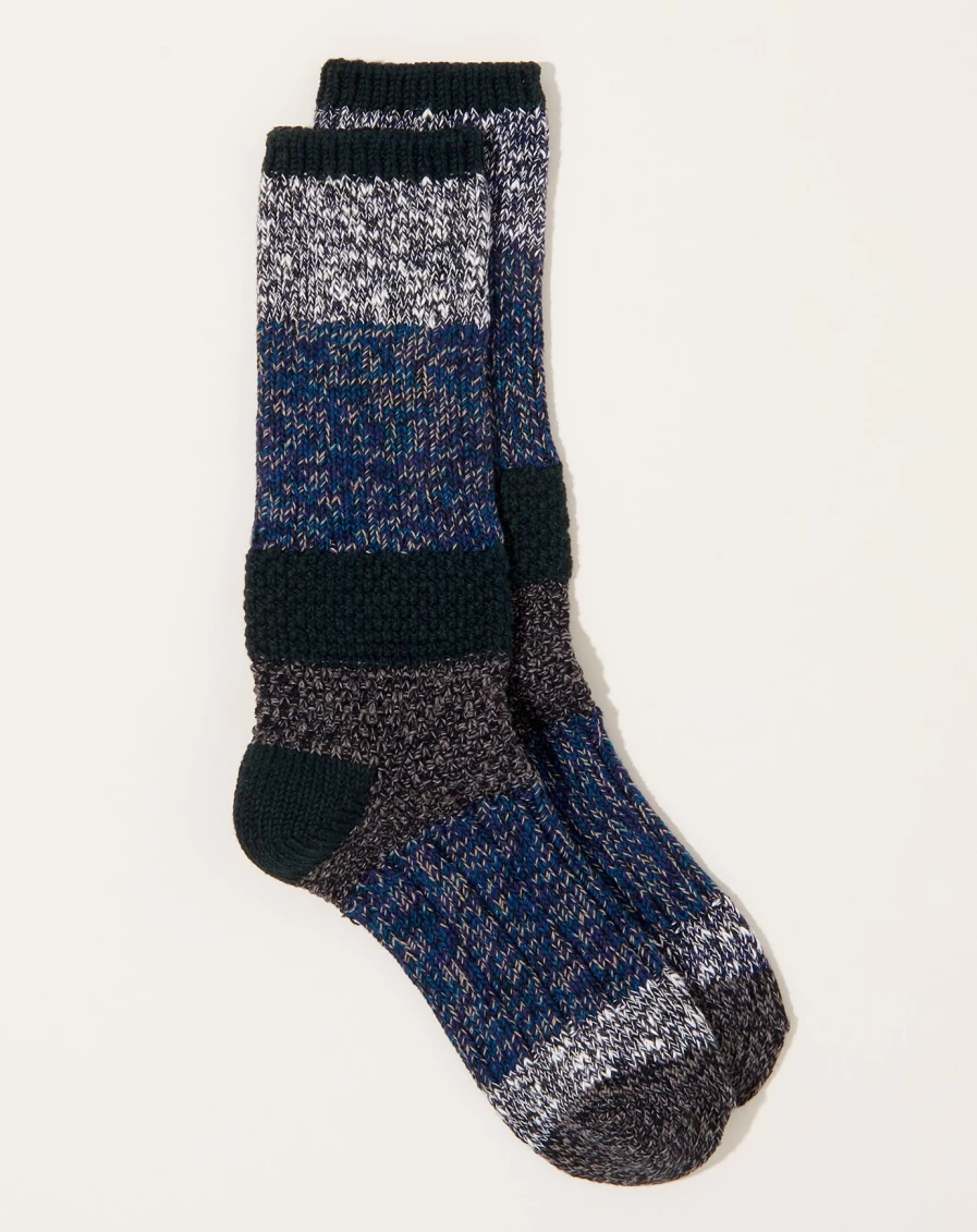 Kapital Navy Kogin Grandrelle Socks - 56 Yarns Traditional Japanese Pattern