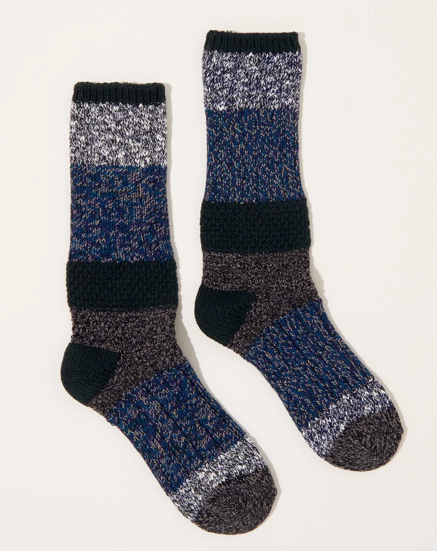 Kapital Navy Kogin Grandrelle Socks - 56 Yarns Traditional Japanese Pattern