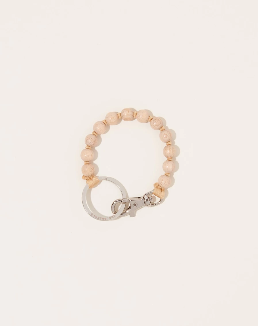 Ina Seifart Perlen Short Keyholder – Natural Beige Leather Keychain