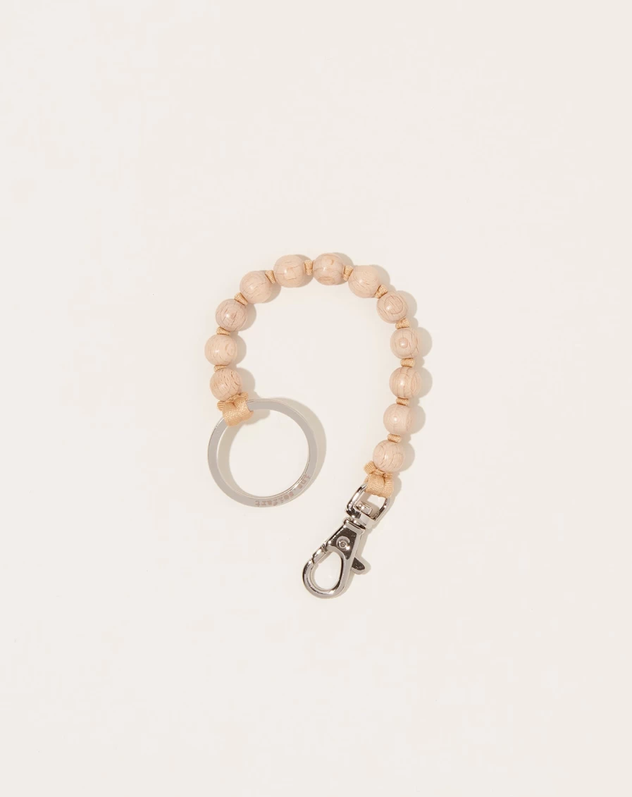 Ina Seifart Perlen Short Keyholder – Natural Beige Leather Keychain