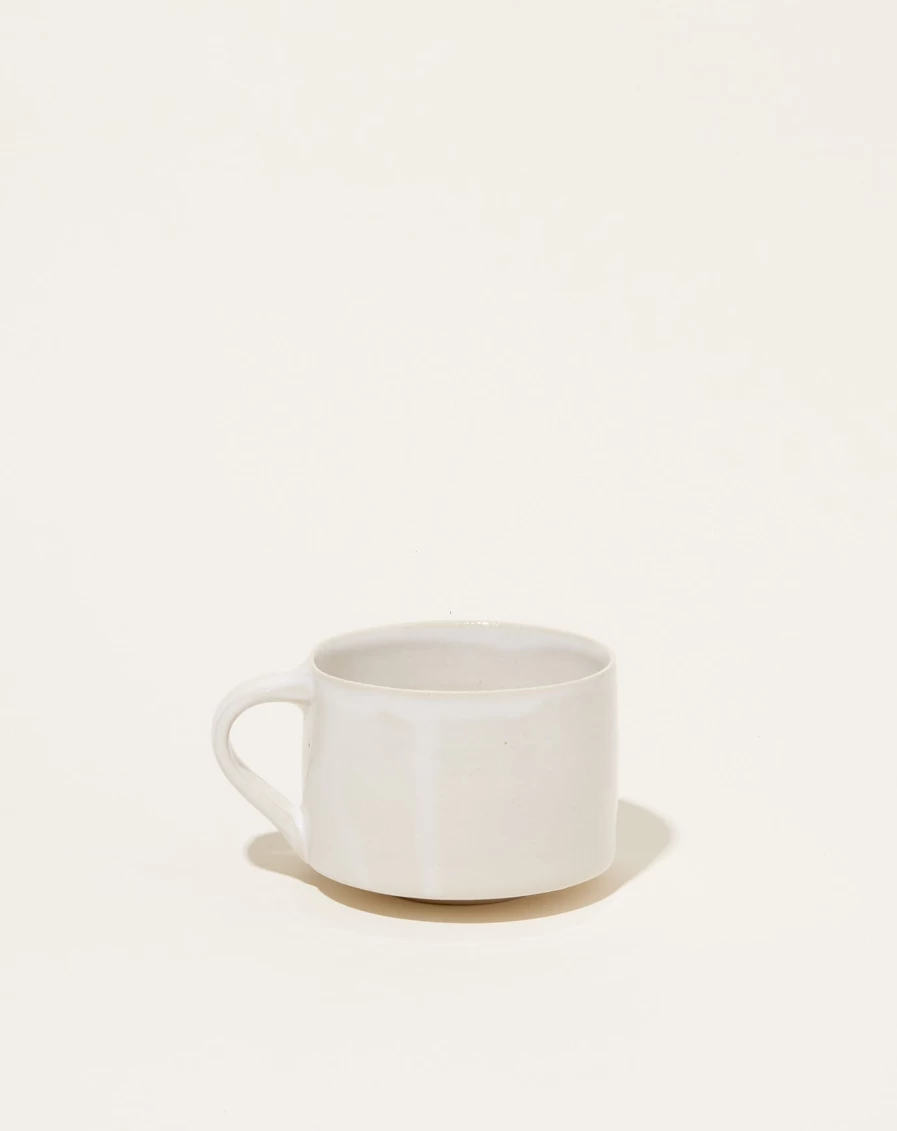 "Monohanako Premium White Ceramic Coffee Mug - 12oz Classic Tea Cup with Handle, Dishwasher Safe"