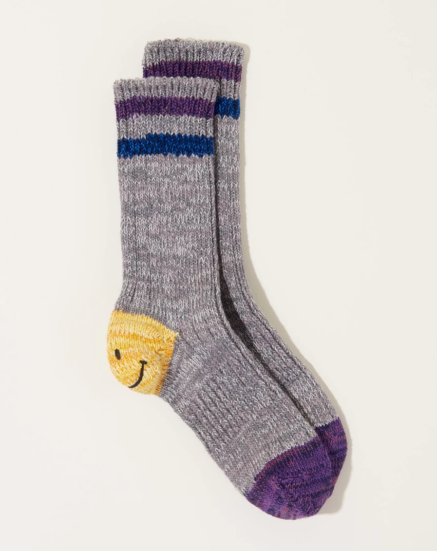Kapital Grey Smilie Socks with Ivy Pattern - 60 Yarns Gandrelle Design