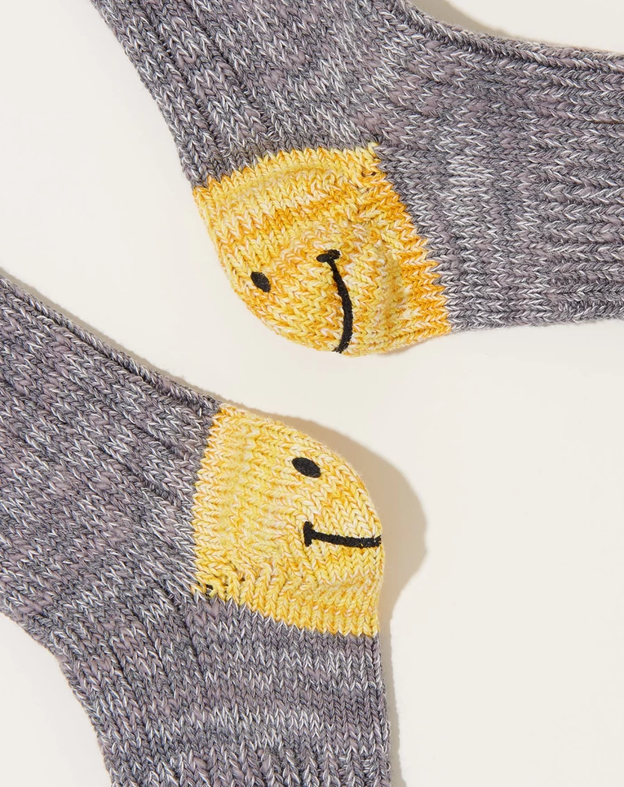 Kapital Grey Smilie Socks with Ivy Pattern - 60 Yarns Gandrelle Design