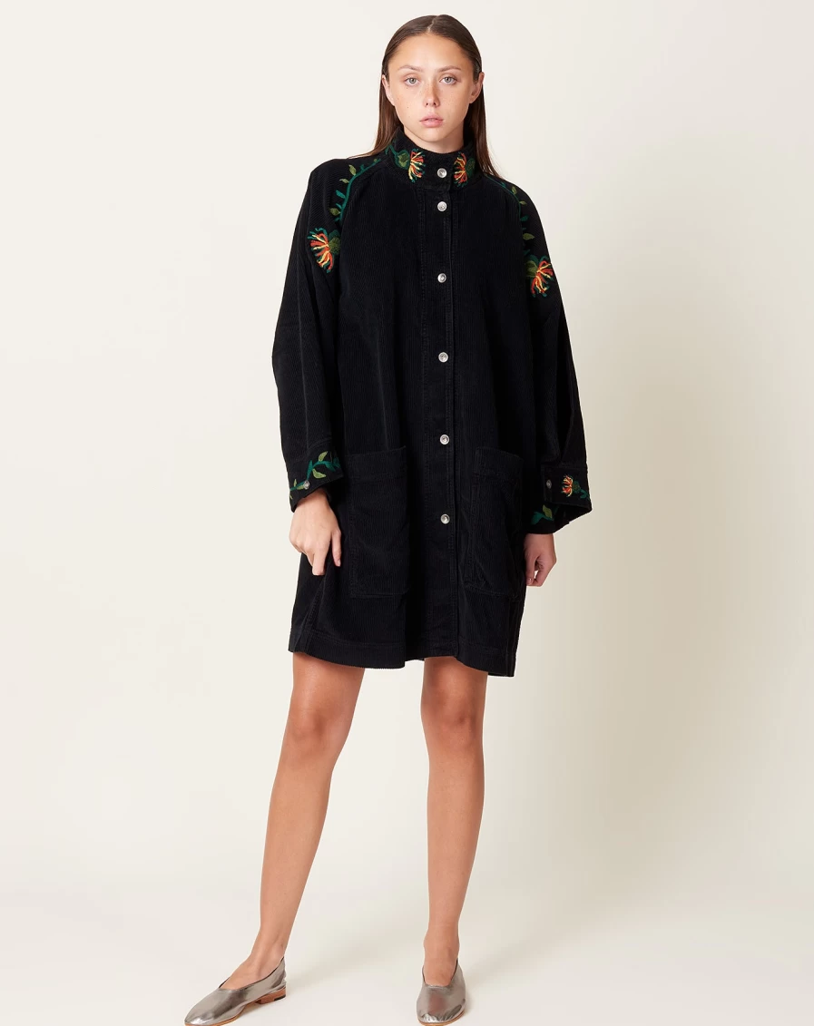 Henrik Vibskov Black Cast Corduroy Dress Coat for Women - Stylish Winter Outerwear