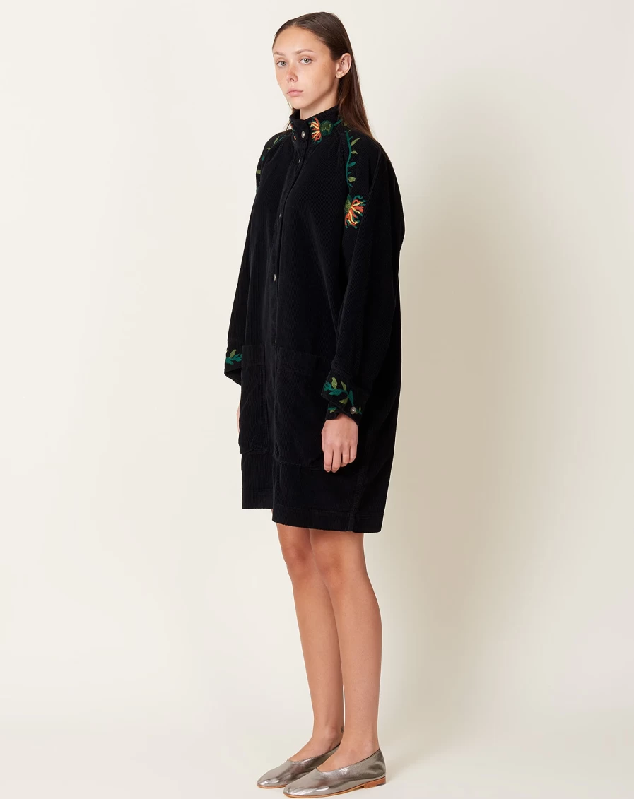 Henrik Vibskov Black Cast Corduroy Dress Coat for Women - Stylish Winter Outerwear