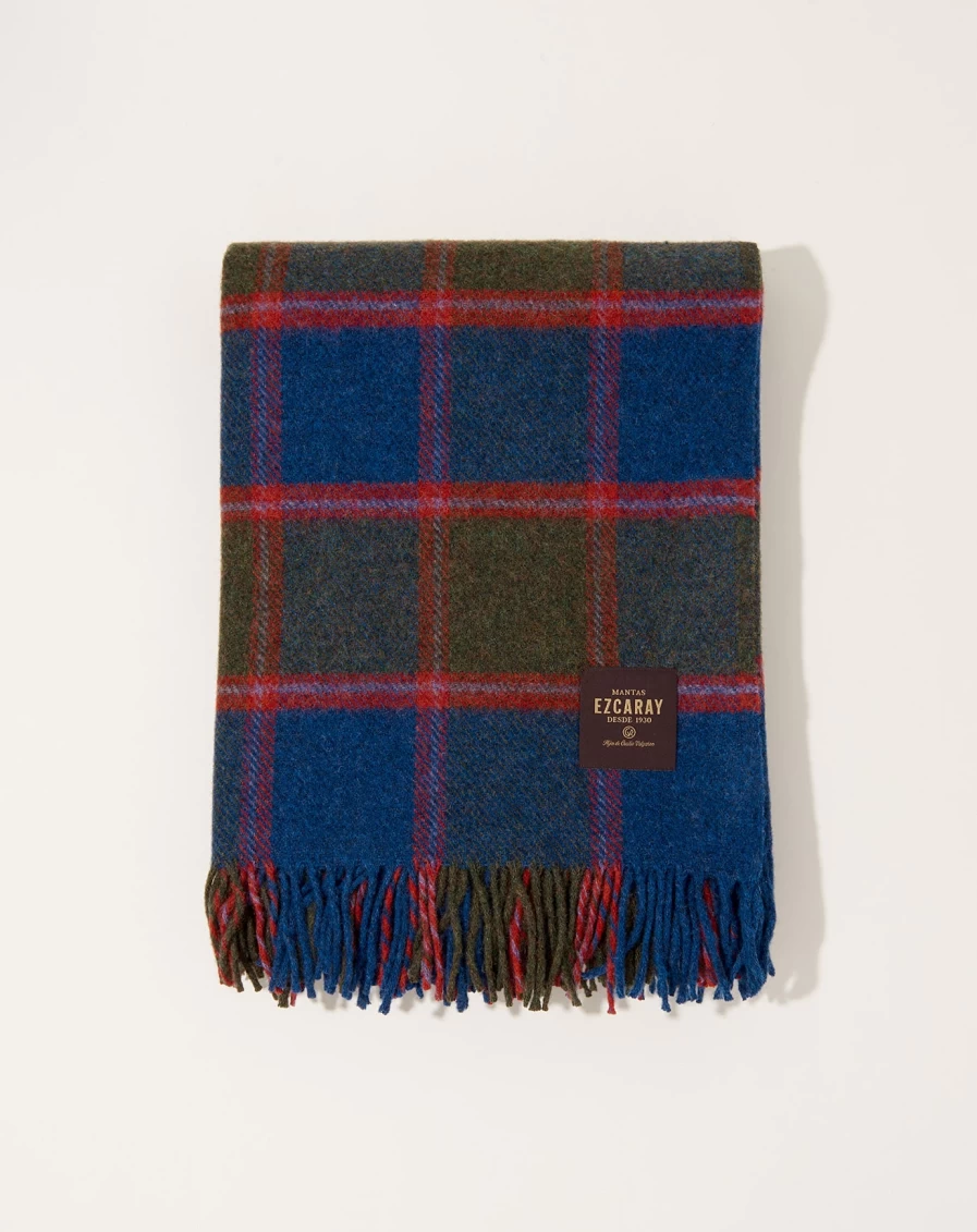Mantas Ezcaray Blue Shetland Wool Blanket - Premium Soft Throw for Cozy Comfort