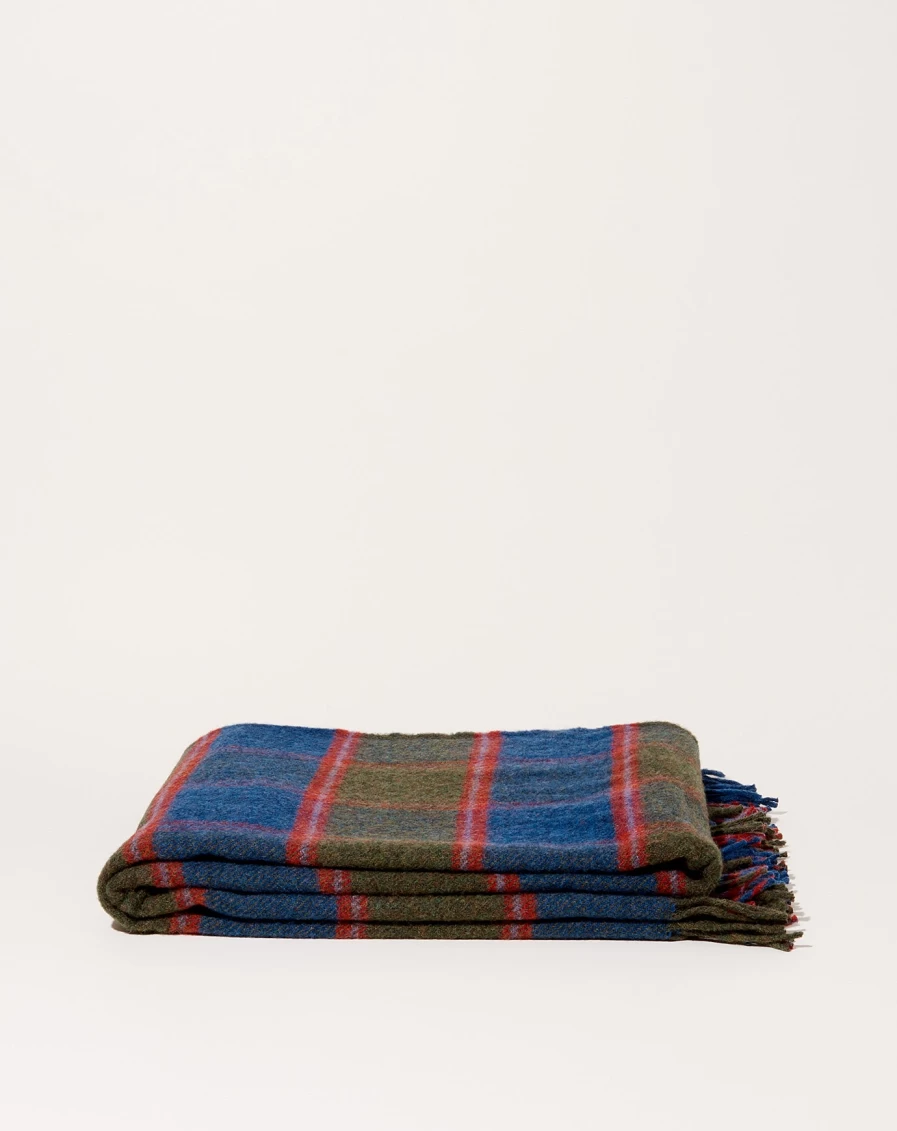 Mantas Ezcaray Blue Shetland Wool Blanket - Premium Soft Throw for Cozy Comfort
