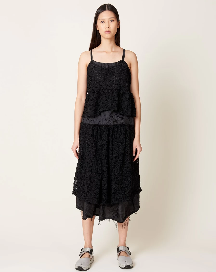 Comme des Garçons Black Chemical Lace Taffeta Skirt - Avant-Garde Designer Fashion