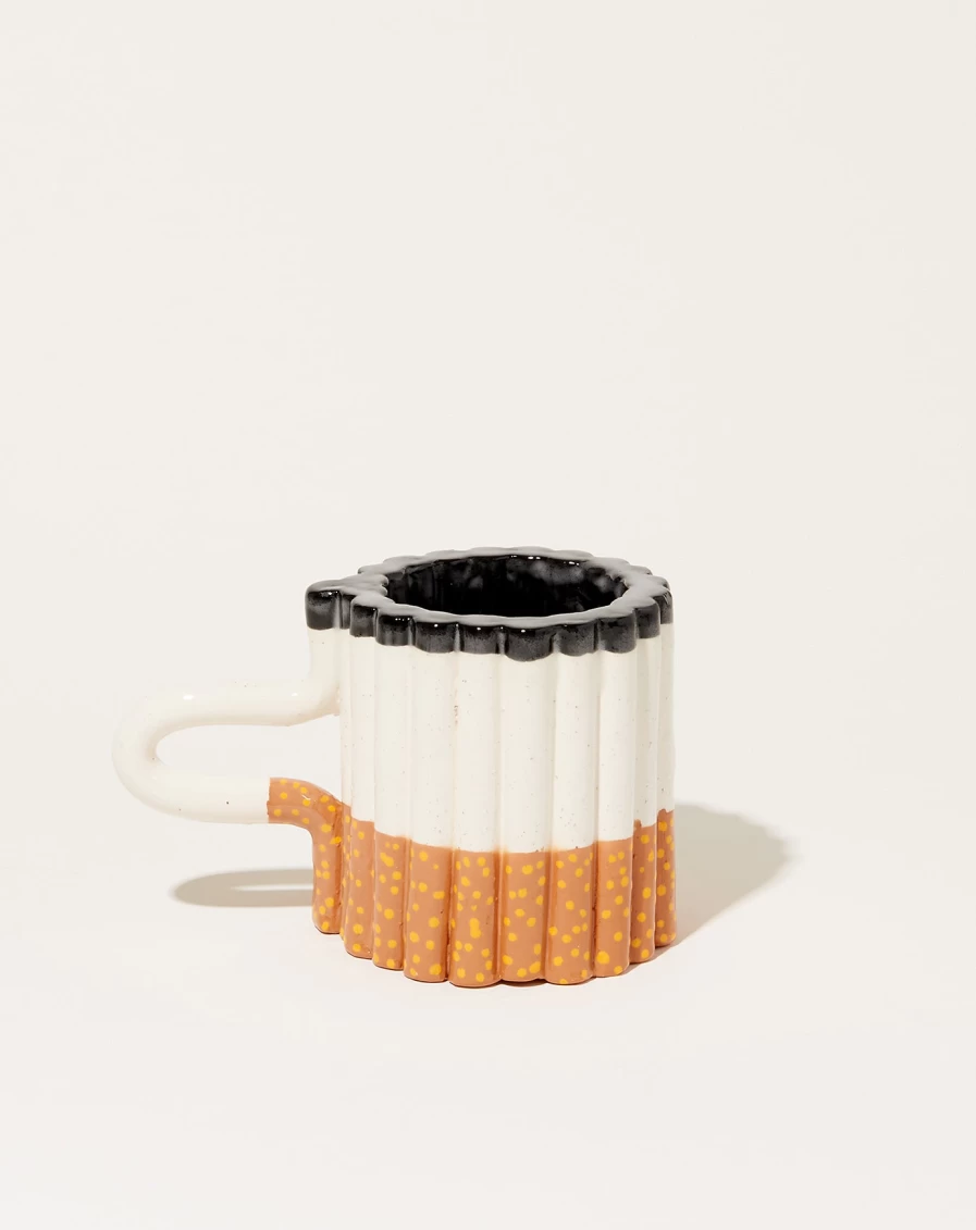 Joseph Algieri Novelty Cigarette Design Ceramic Coffee Mug – Unique Smoking-Themed Cup for Tea & Espresso
