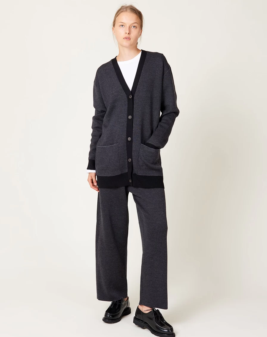 "6397 Black & Grey Double Knit Cardigan - Soft Unisex Sweater"