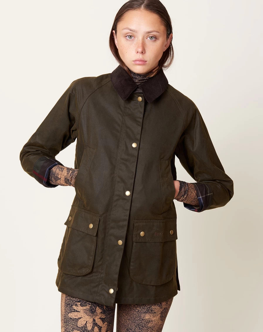 Barbour Olive Acorn Wax Jacket - Classic Waterproof Coat for Men & Women