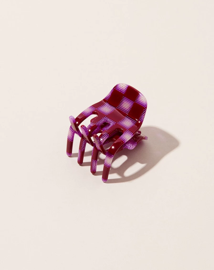 Machete Mini Claw Hair Clip - Fuchsia Checker Pattern, Stylish Hair Accessories for Women