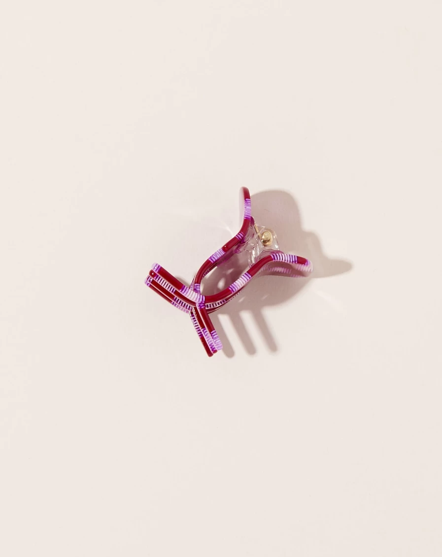 Machete Mini Claw Hair Clip - Fuchsia Checker Pattern, Stylish Hair Accessories for Women