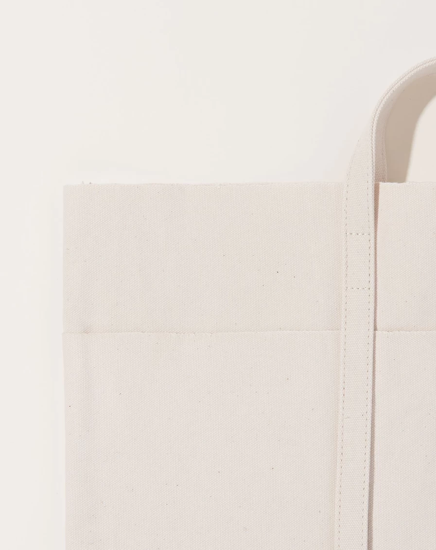 Amiacalva White Washed Canvas 6-Pocket Tall Tote Bag for Women