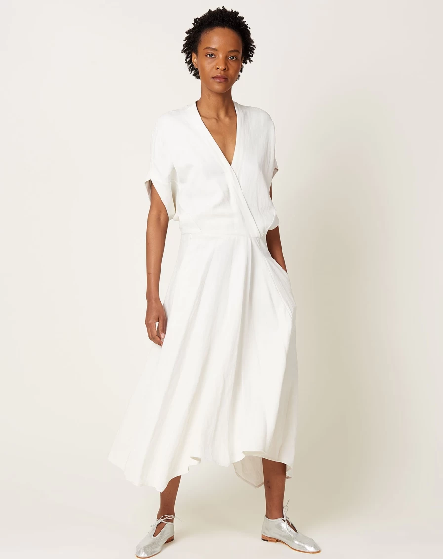 Zero + Maria Cornejo Aki Wave White Vintage Toile Dress