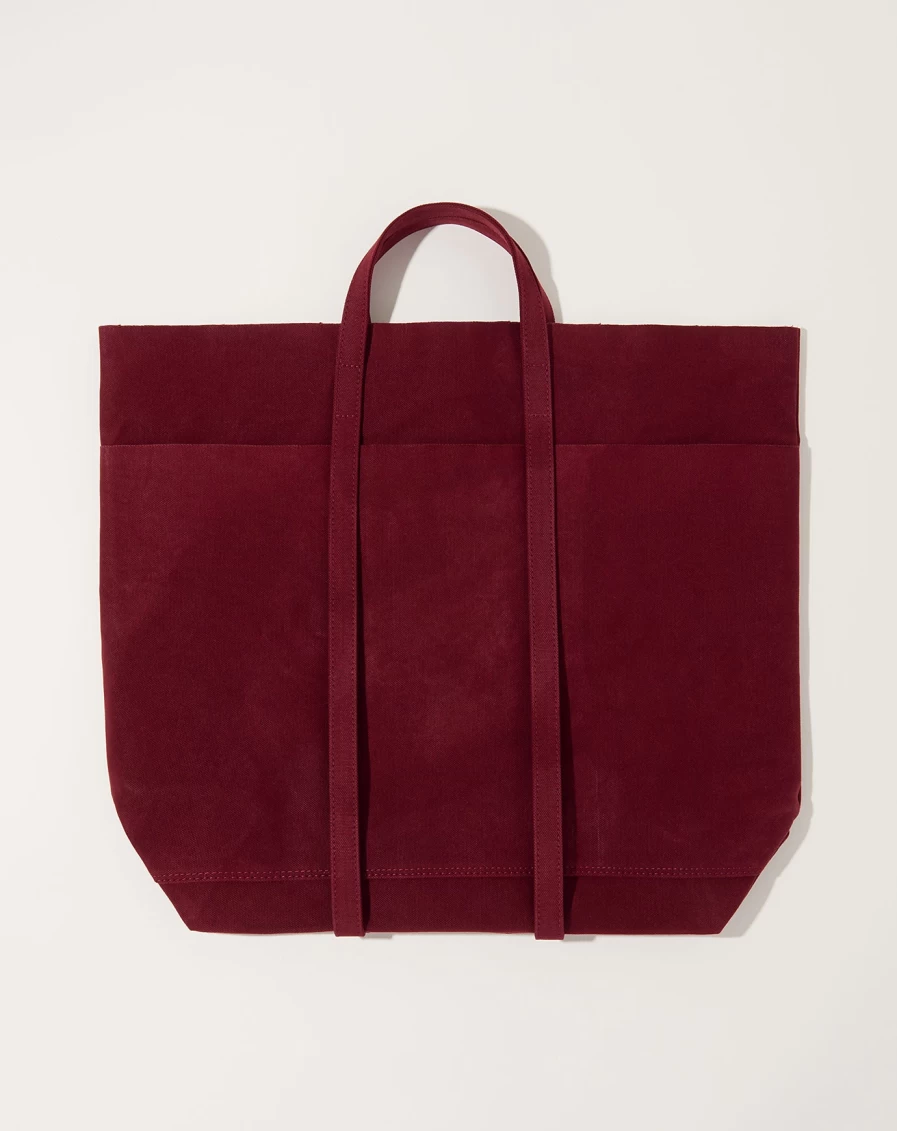 Amiacalva Burgundy Washed Canvas 6-Pocket Tall Tote Bag for Women