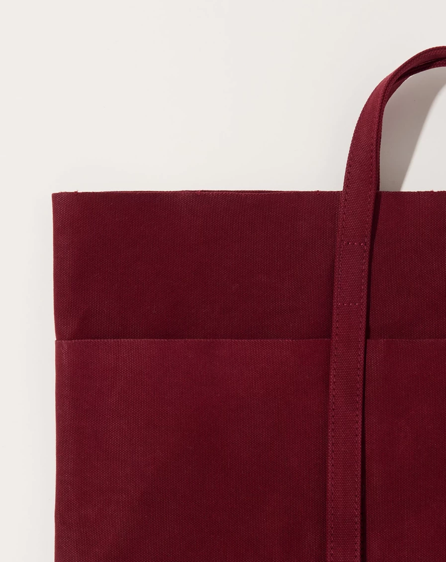 Amiacalva Burgundy Washed Canvas 6-Pocket Tall Tote Bag for Women