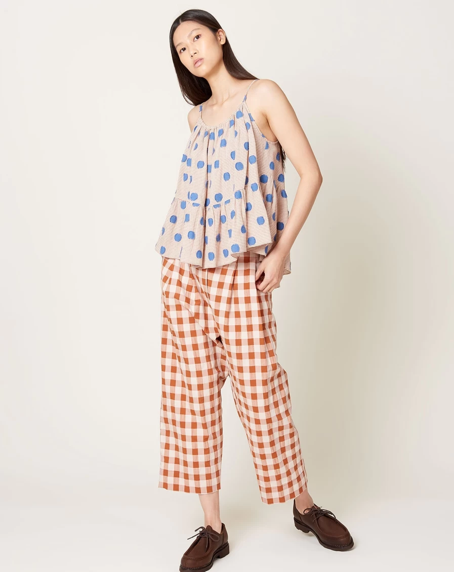 Caron Callahan Women's Aster Top Coastal Striped Clip-Dot Blouse