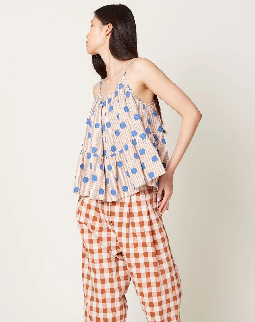 Caron Callahan Women's Aster Top Coastal Striped Clip-Dot Blouse