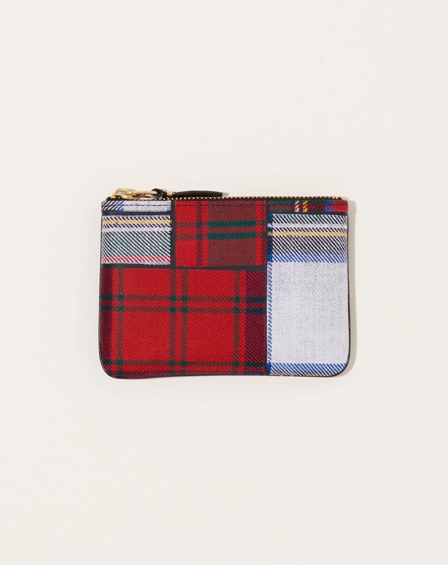 Comme des Garçons Red Tartan Patchwork Pouch Crossbody Bag