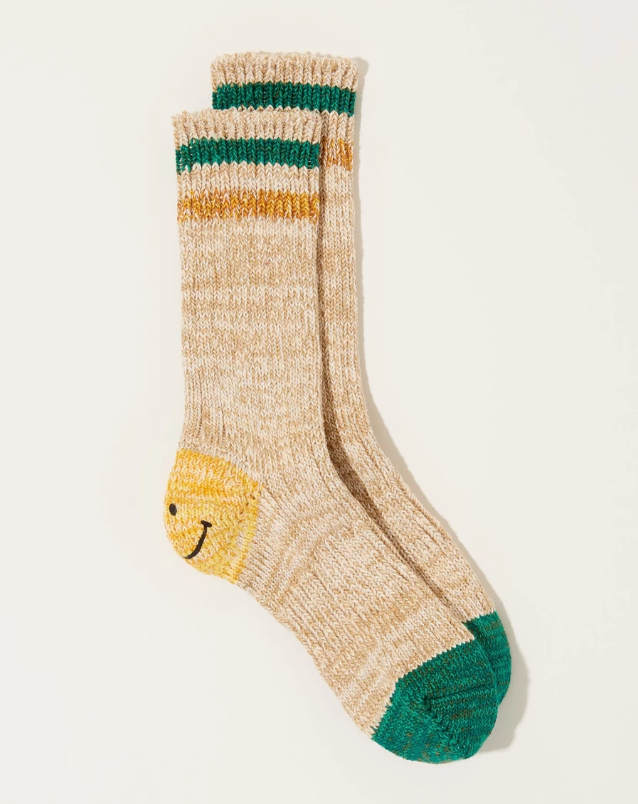 Kapital Beige Ivy Smilie Socks - 60 Yarns Gandrelle Cozy Knit Footwear