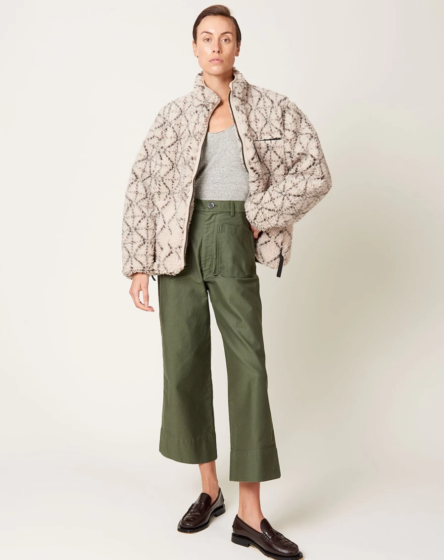 Kapital Do-Gi Sashiko Reversible Fleece Jacket in Ecru - Boa Fleece Blouson