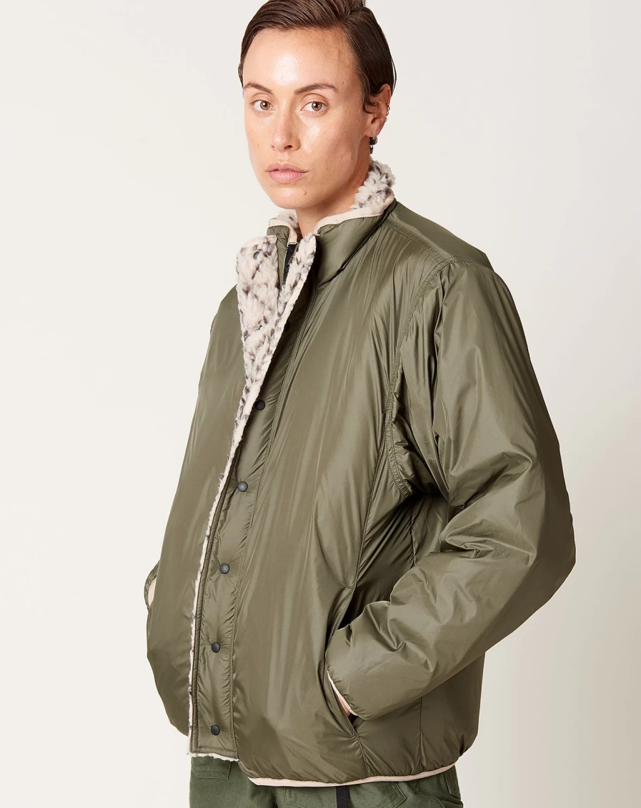 Kapital Do-Gi Sashiko Reversible Fleece Jacket in Ecru - Boa Fleece Blouson