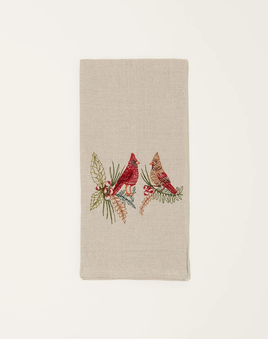 Christmas Cardinals Tea Towel by Coral Tusk - Festive Holiday Kitchen Towel for Decor and Gifts