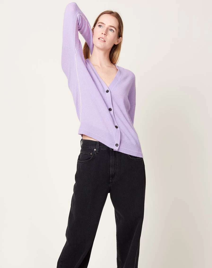 Maria McManus Lilac Boyfriend Cardigan - Soft Oversized Knit Sweater for Women