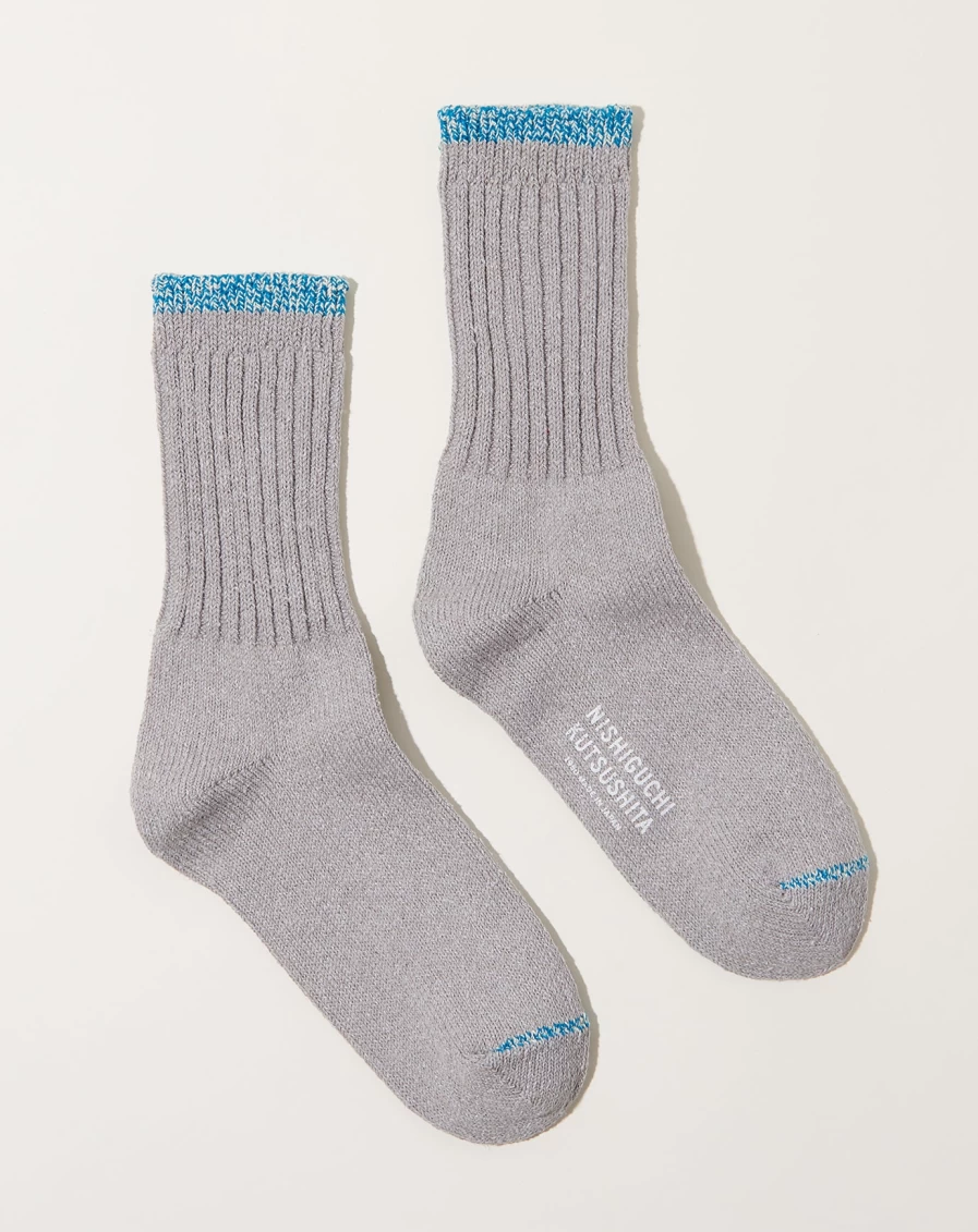 Nishiguchi Kutsushita Light Grey Silk Cotton Socks for Men & Women - Soft Breathable Comfort